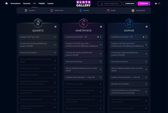 Slots Gallery casino vip page de programmation