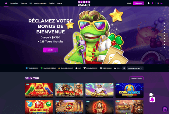 Page principale du casino Slots Gallery