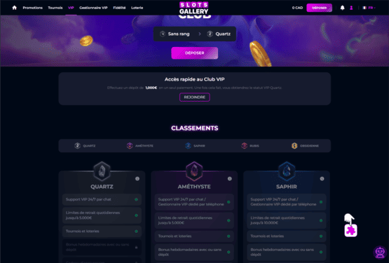 Slots Gallery casino vip page de programmation