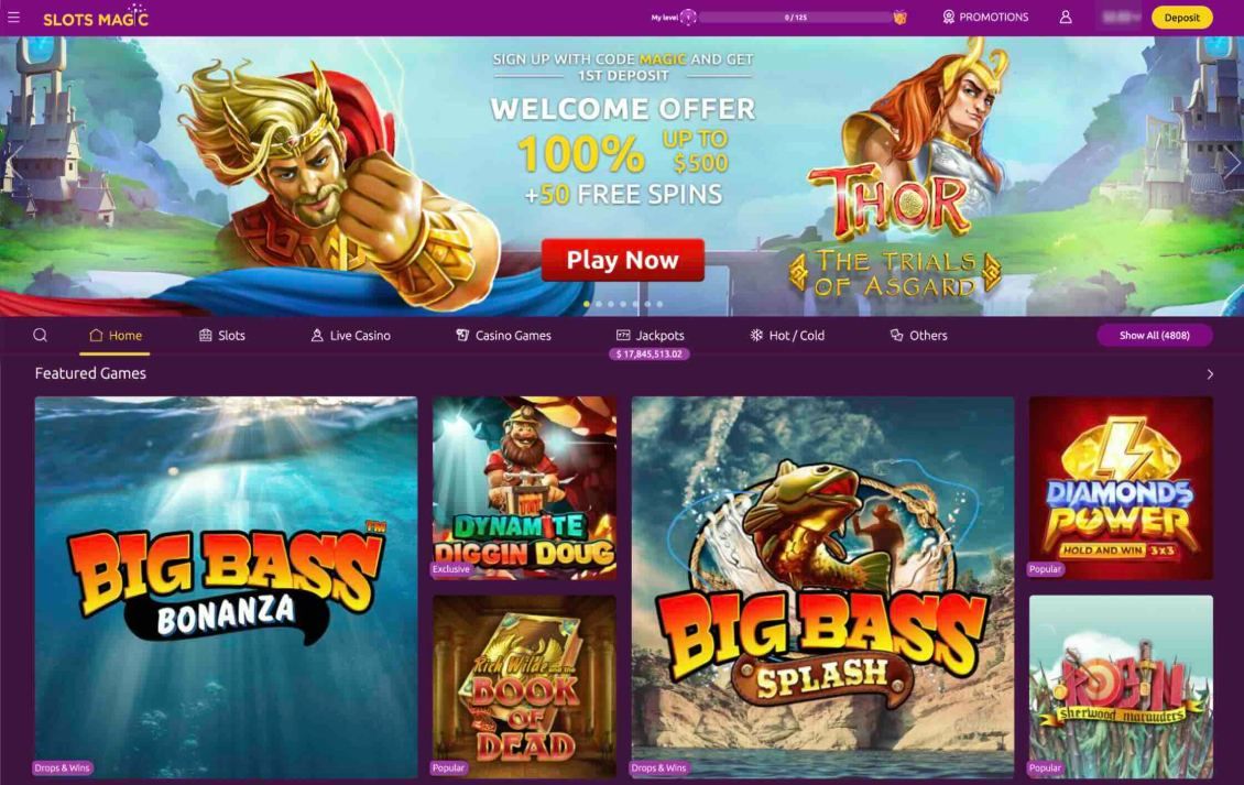 Image of main page of SlotsMagic Casino