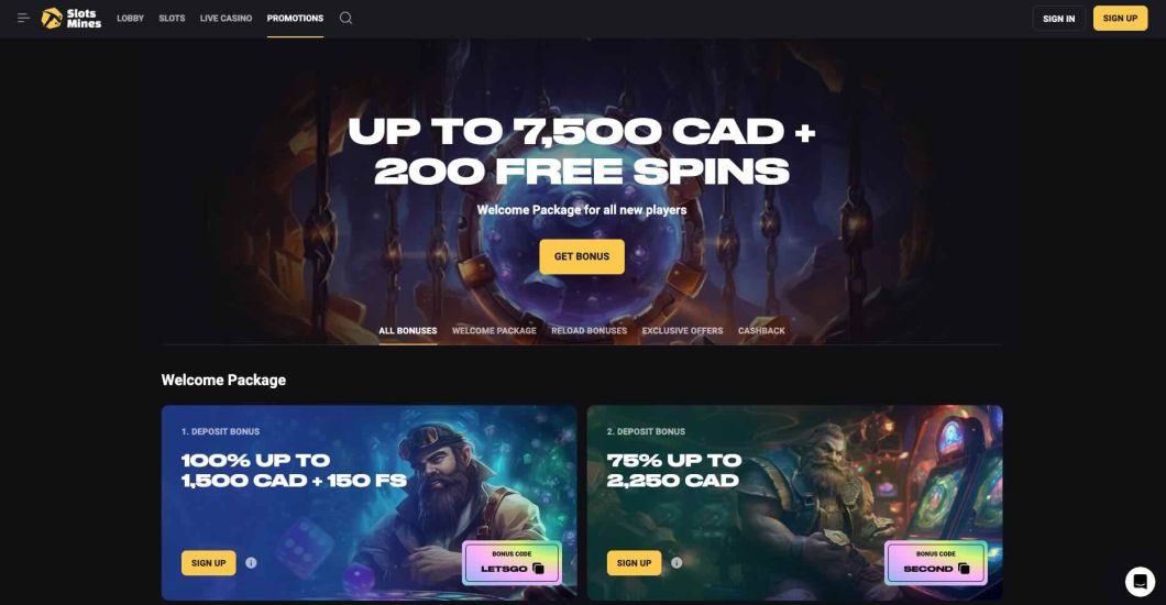 slotmines casino promotions page