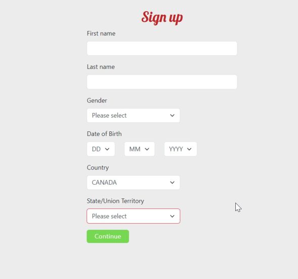 Screenshot of Spin Station Casino registration process - step 2