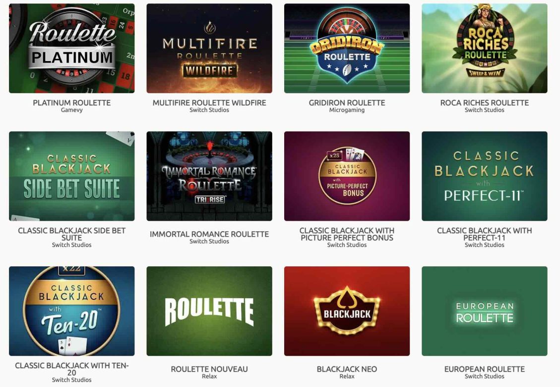 List of table games at DozenSpins Casino