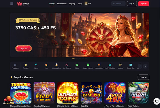 SpinEmpire Casino Main Page