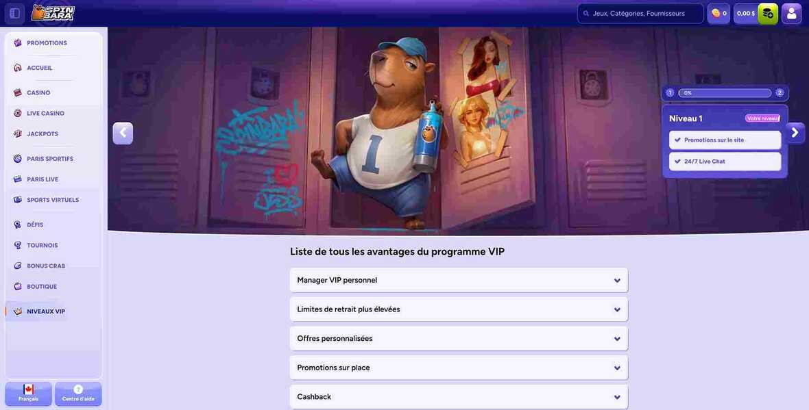 Spinbara casino vip page de programmation
