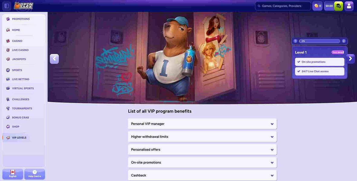 Spinbara casino vip page