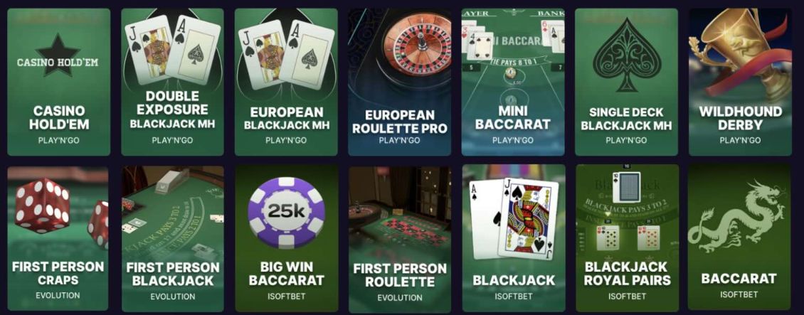 List of Card games at Spinbet Casino