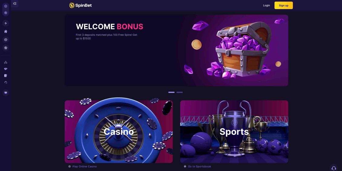 Image of Spinbet Casino main page