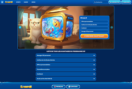 Programme VIP Spinfin Casino
