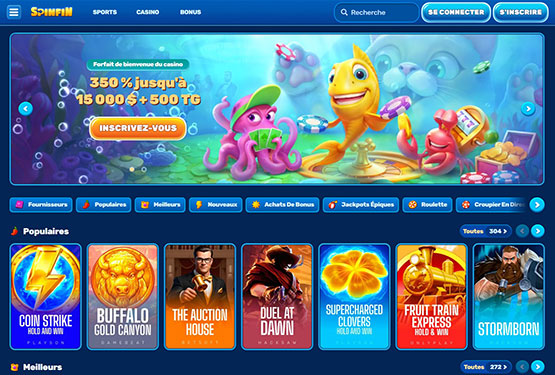 Page principale du casino Spinfin