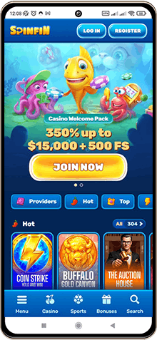 Spinfin Casino Mobile Screenshot