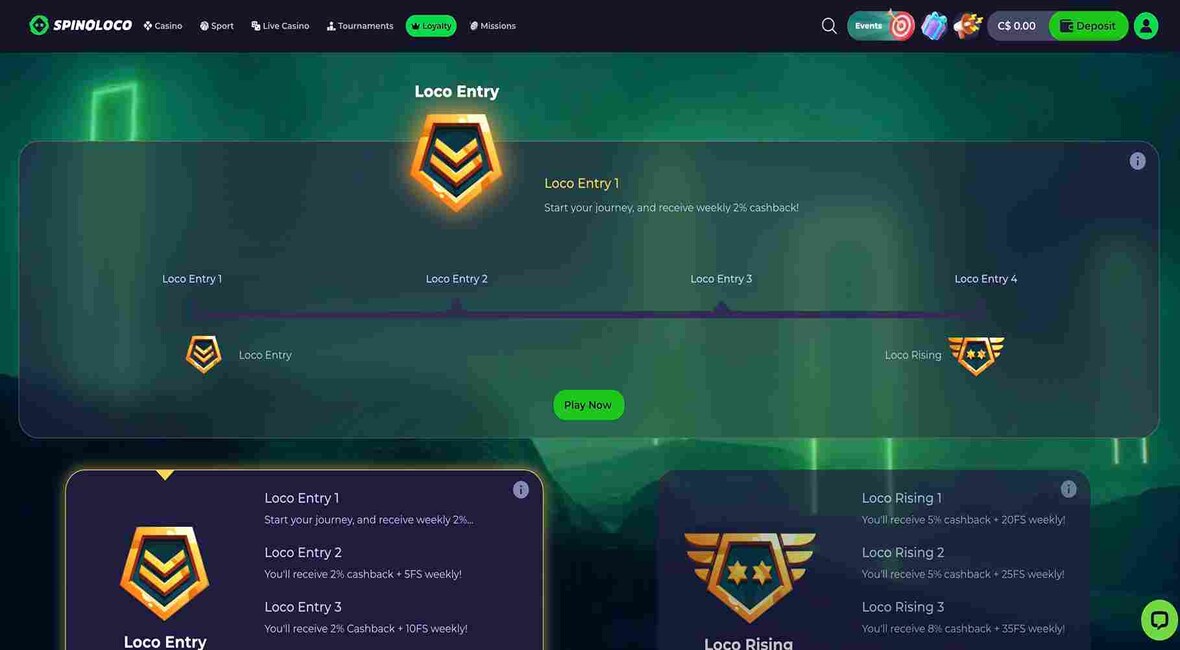 Spinoloco casino vip page