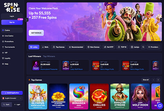 Spinrise casino main page