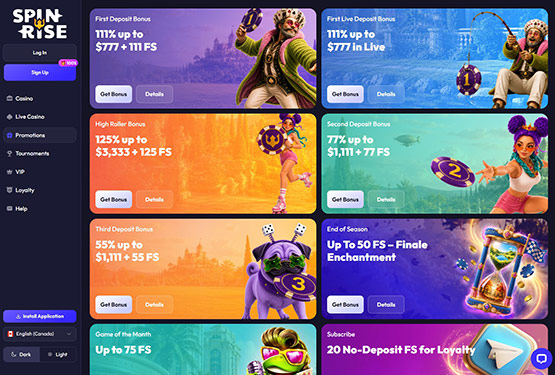Spinrise casino promotions page