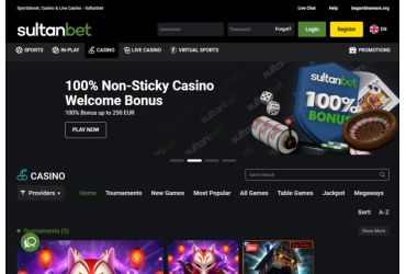 SultanBet casino - main page