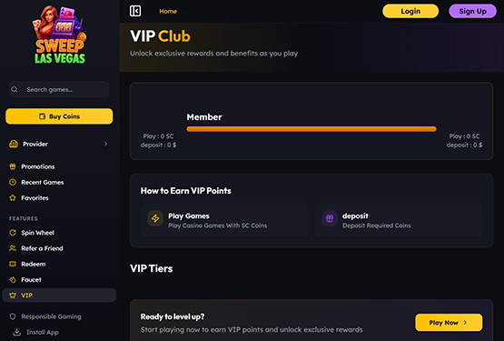 Programme VIP SweepLasVegas Casino