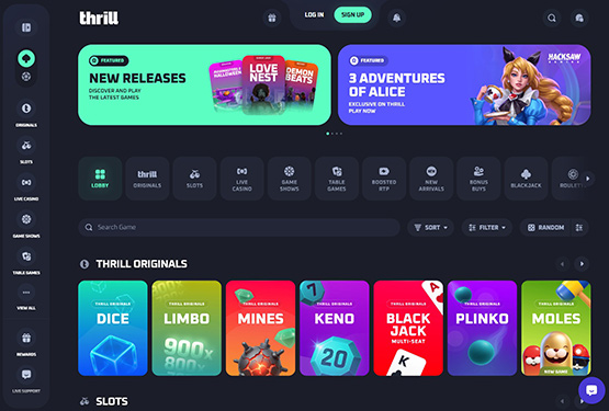 Thrill Casino Main Page