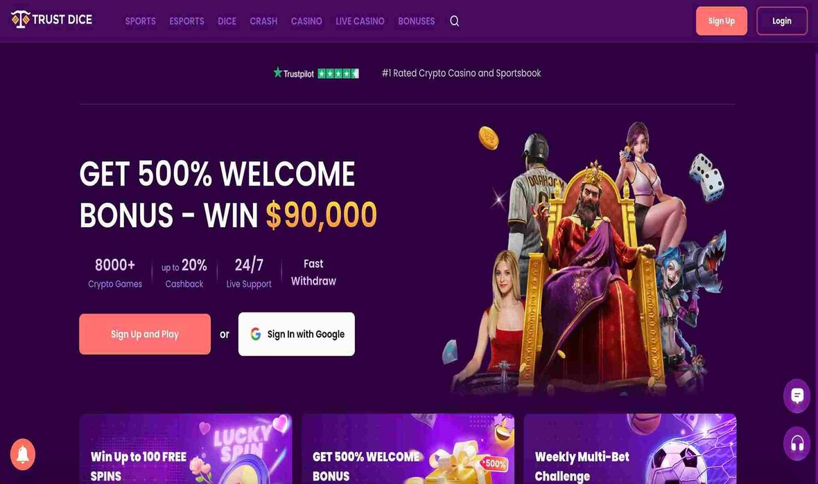 Trustdice casino main page