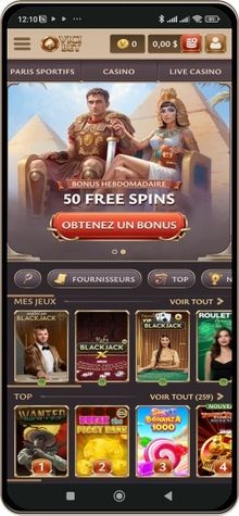 Capture d'écran de la page principale de ViciBet Casino sur mobile