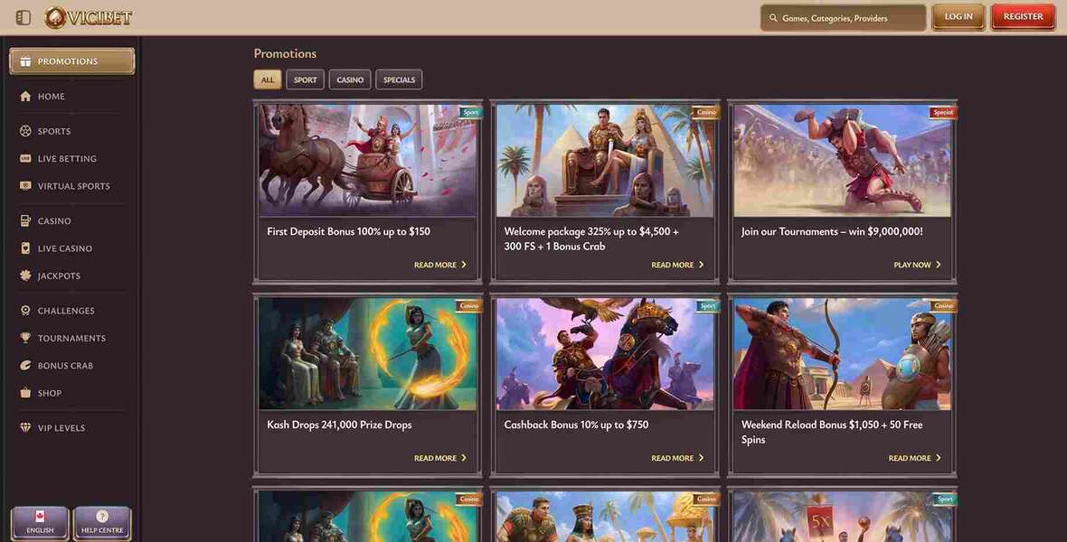 ViciBet casino promotions page