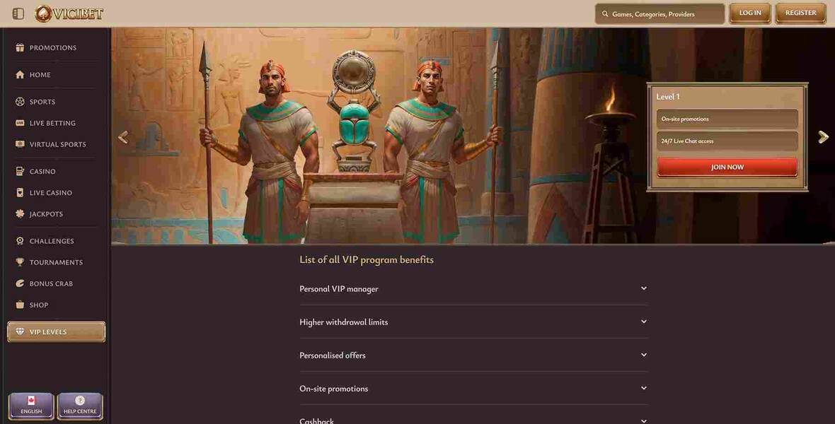 ViciBet casino vip page