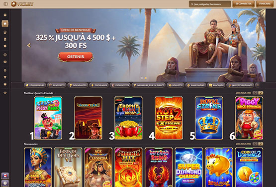 Page principale du casino ViciBet