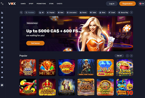 Page principale du Vox Casino