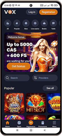 Vox Casino sur mobile