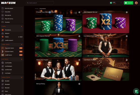 Wageon casino promotions page