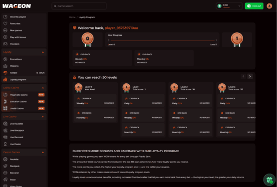 Wageon casino vip page