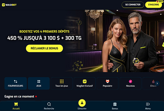 Page principale du casino Wagibet