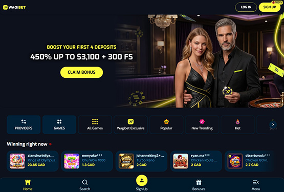 Wagibet Casino Main Page