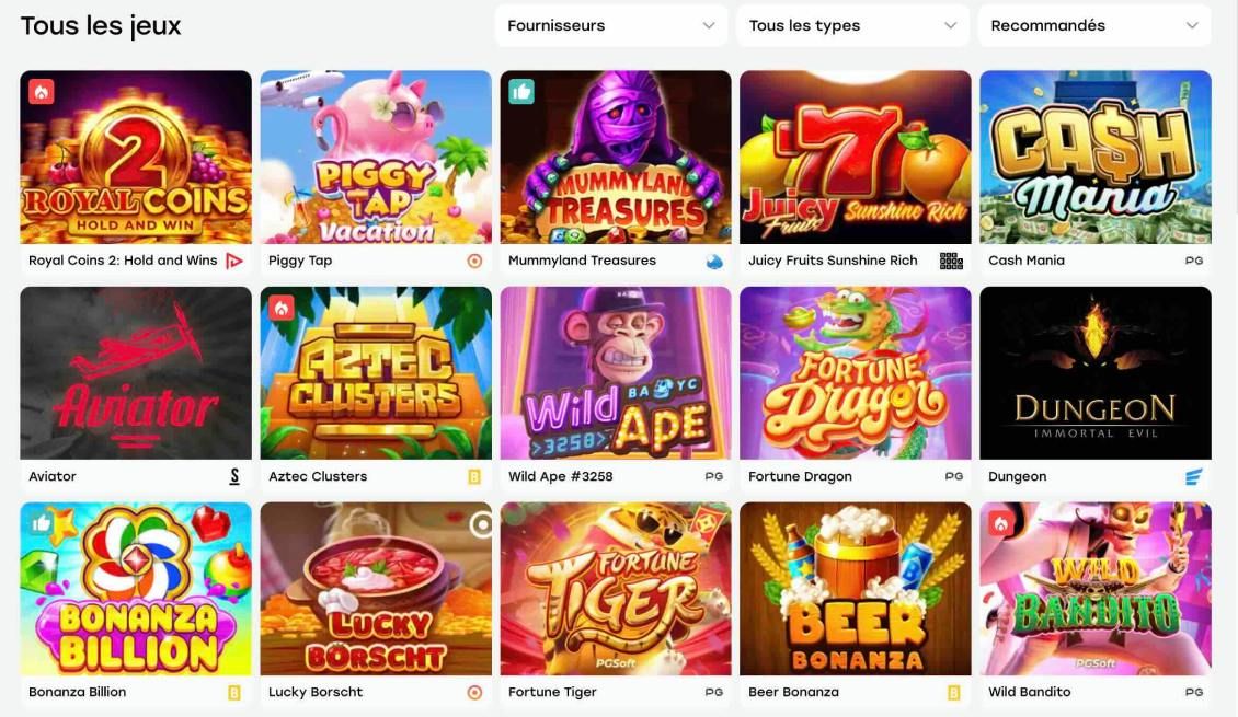 Liste des jeux disponibles sur Weiss Casino