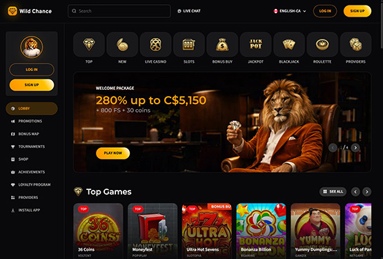 Wild Chance Casino Main Page