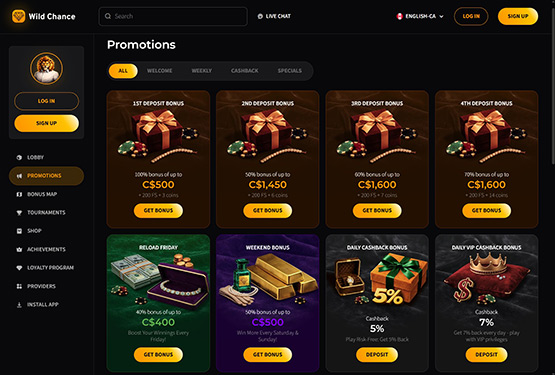 Wild Chance Casino Promotions Page