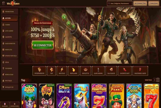 Page principale du casino Wild Robin