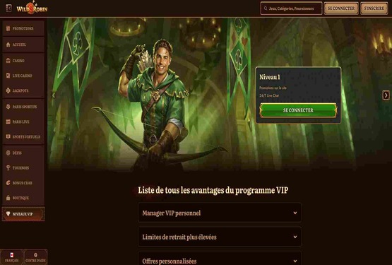 Wild Robin casino vip page de programmation