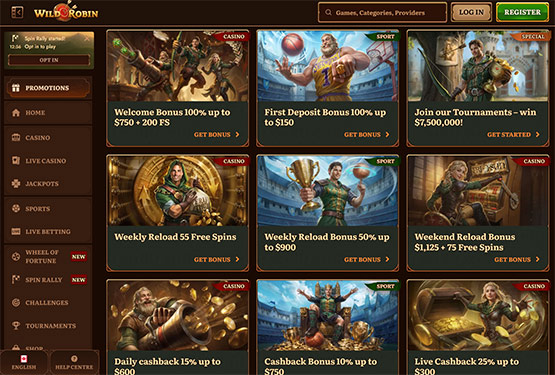 Wild Robin casino promotions page