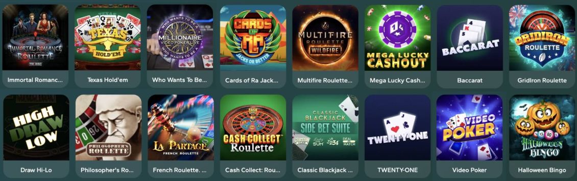 List of table games at Wild Tornado Casino