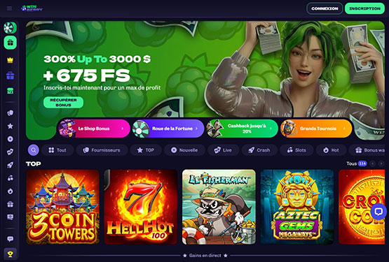 Page principale du casino Winberry