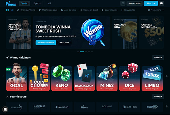Page principale du casino Winna