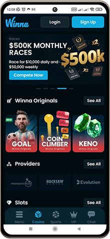 Winna Casino Mobile Screenshot