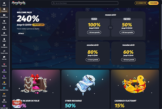 Page des promotions du casino Winshark