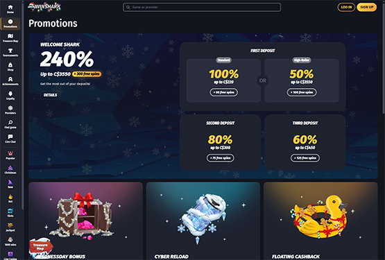 Winshark casino promotions page