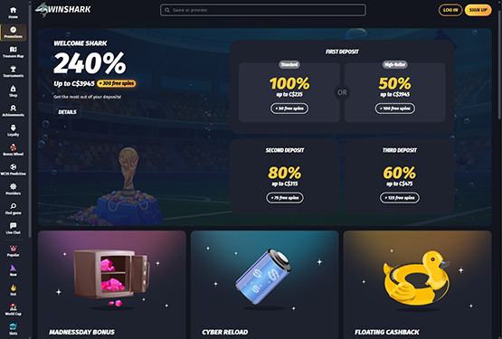 Winshark casino promotions page