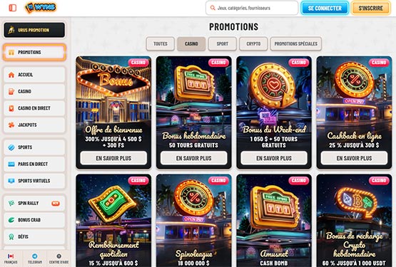 Page des promotions du casino Wyns
