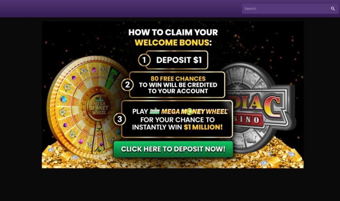 Zodiac Casino promo page