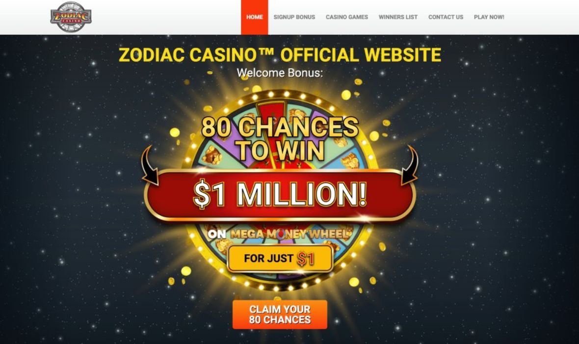 Zodiac Casino main page