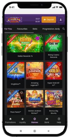 Image of Zodiac Casino mobile screen