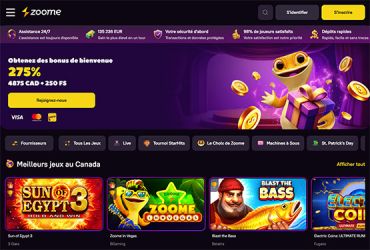 Zoome Casino - page d'accueil